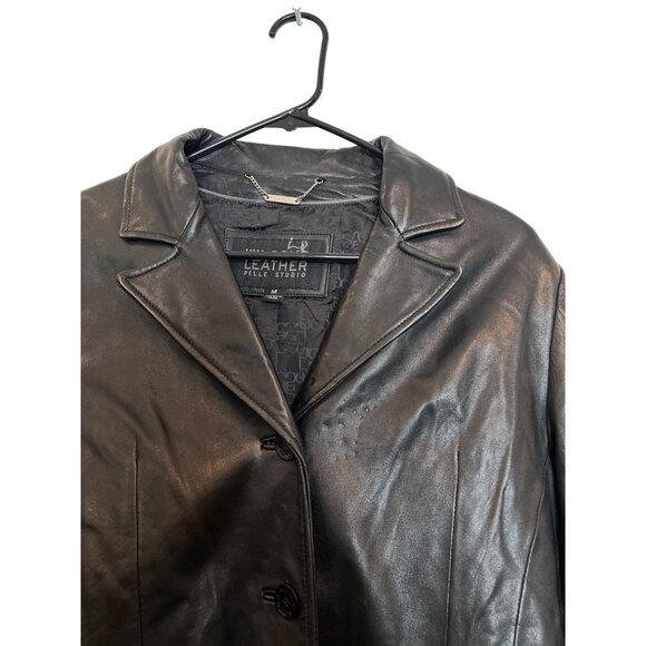 Wilsons Leather Pelle Studio Black Genuine Leather Jacket M - Picture 9 of 9